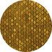 Round Abstract Yellow Modern Rug, abs4894yw