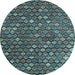 Round Abstract Light Blue Modern Rug, abs4894lblu