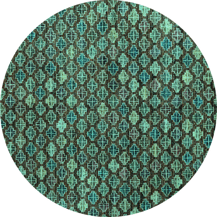 Round Abstract Turquoise Modern Rug, abs4894turq