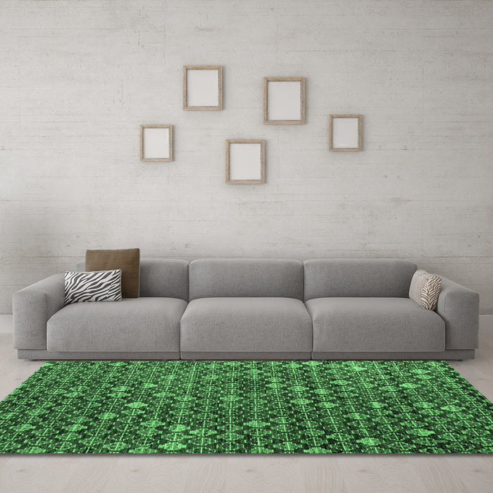 Machine Washable Abstract Emerald Green Modern Area Rugs in a Living Room,, wshabs4894emgrn