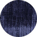 Round Machine Washable Abstract Blue Modern Rug, wshabs4895blu