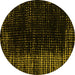 Round Abstract Yellow Modern Rug, abs4895yw