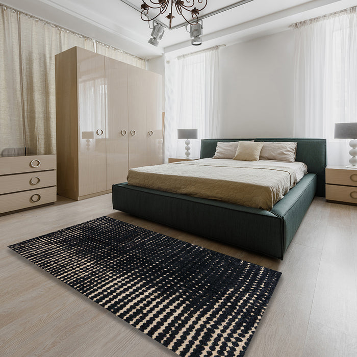 Machine Washable Abstract Black Rug in a Bedroom, wshabs4895