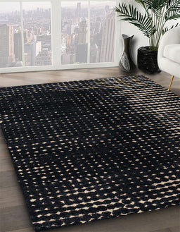 Machine Washable Abstract Black Rug in a Family Room, wshabs4895
