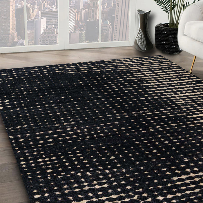 Machine Washable Abstract Black Rug in a Family Room, wshabs4895