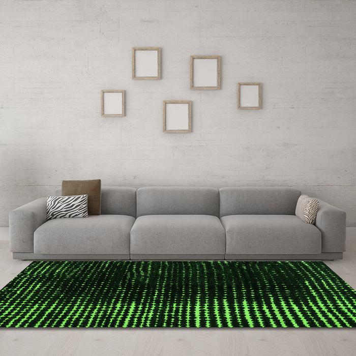 Machine Washable Abstract Green Modern Area Rugs in a Living Room,, wshabs4895grn