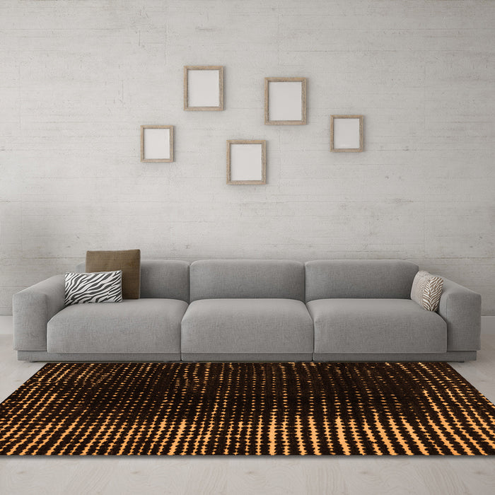 Machine Washable Abstract Orange Modern Area Rugs in a Living Room, wshabs4895org