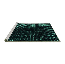 Sideview of Machine Washable Abstract Turquoise Modern Area Rugs, wshabs4895turq