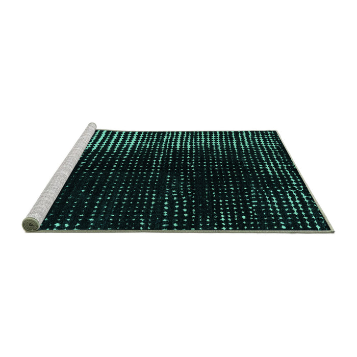 Sideview of Machine Washable Abstract Turquoise Modern Area Rugs, wshabs4895turq