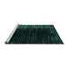 Sideview of Machine Washable Abstract Turquoise Modern Area Rugs, wshabs4895turq