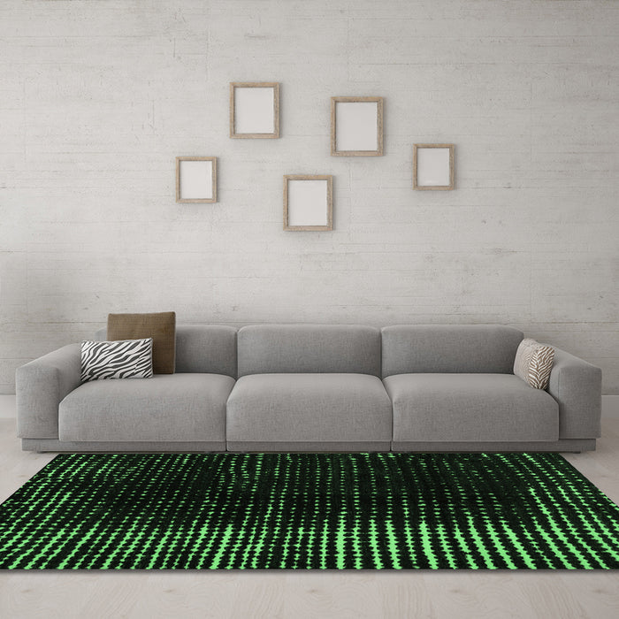 Machine Washable Abstract Emerald Green Modern Area Rugs in a Living Room,, wshabs4895emgrn