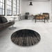 Round Abstract Black Modern Rug in a Office, abs4895