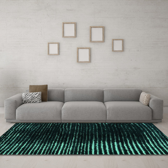 Machine Washable Abstract Turquoise Modern Area Rugs in a Living Room,, wshabs4895turq
