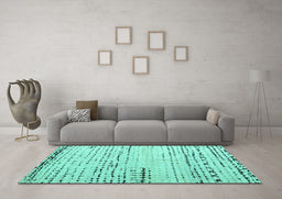 Machine Washable Solid Turquoise Modern Area Rugs in a Living Room,, wshabs4896turq