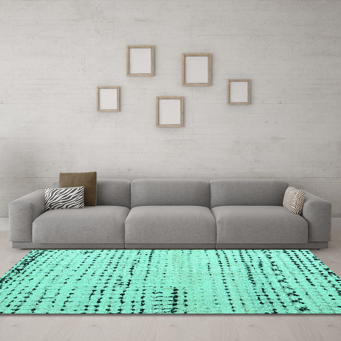 Machine Washable Solid Turquoise Modern Area Rugs in a Living Room,, wshabs4896turq