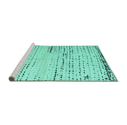 Sideview of Machine Washable Solid Turquoise Modern Area Rugs, wshabs4896turq