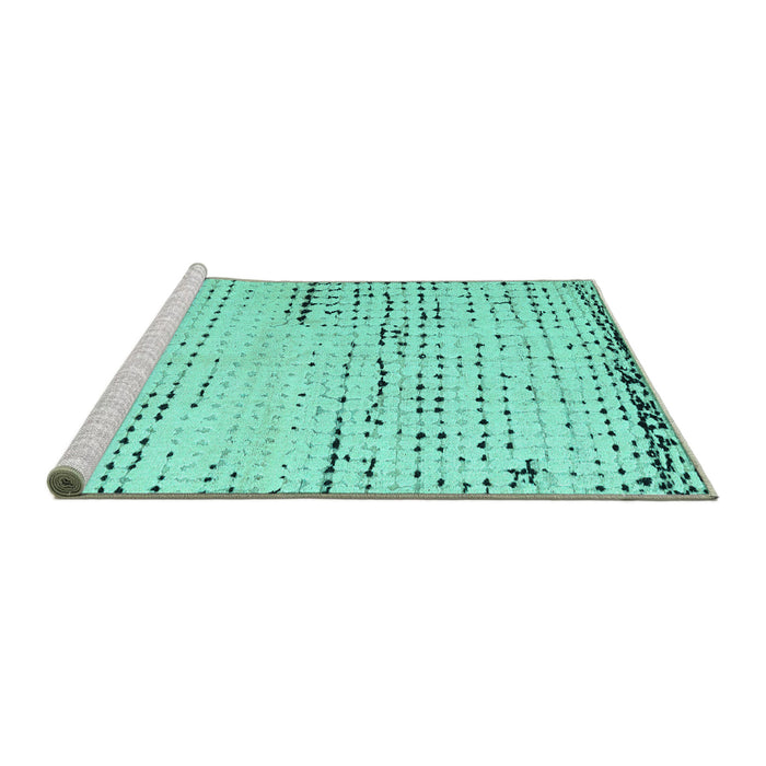 Sideview of Machine Washable Solid Turquoise Modern Area Rugs, wshabs4896turq