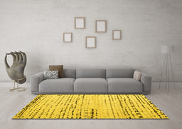 Machine Washable Solid Yellow Modern Rug in a Living Room, wshabs4896yw