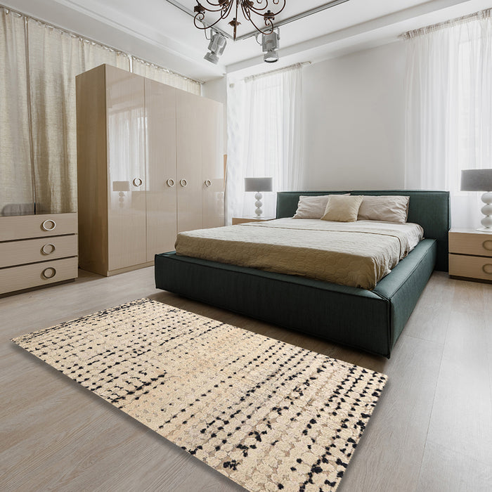 Machine Washable Abstract Brown Rug in a Bedroom, wshabs4896