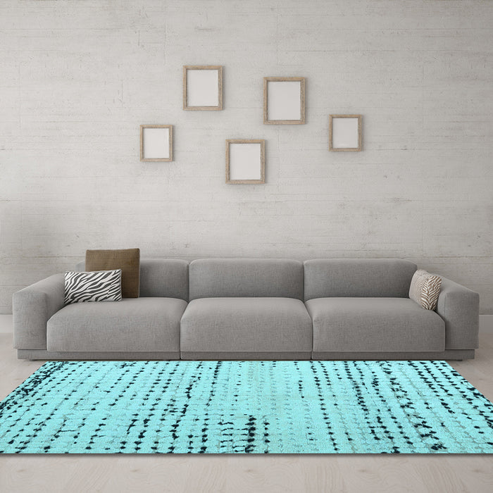Machine Washable Solid Light Blue Modern Rug in a Living Room, wshabs4896lblu