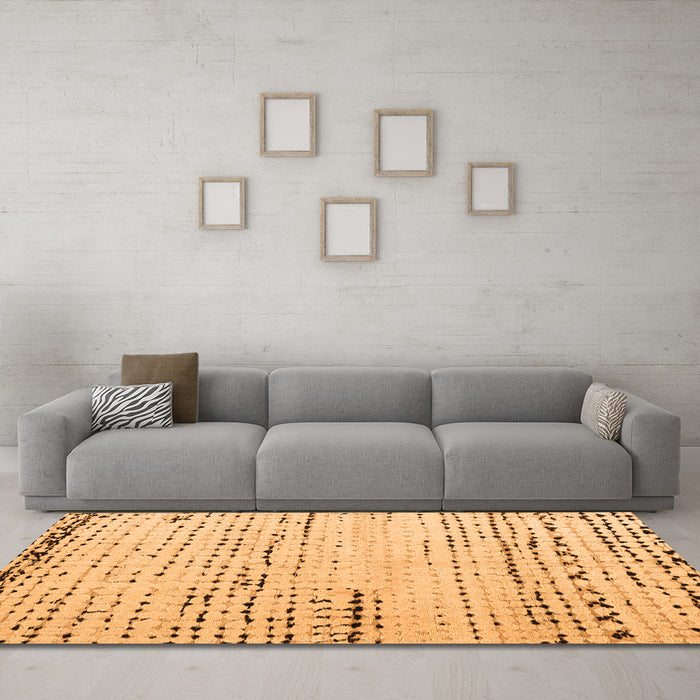Machine Washable Solid Orange Modern Area Rugs in a Living Room, wshabs4896org