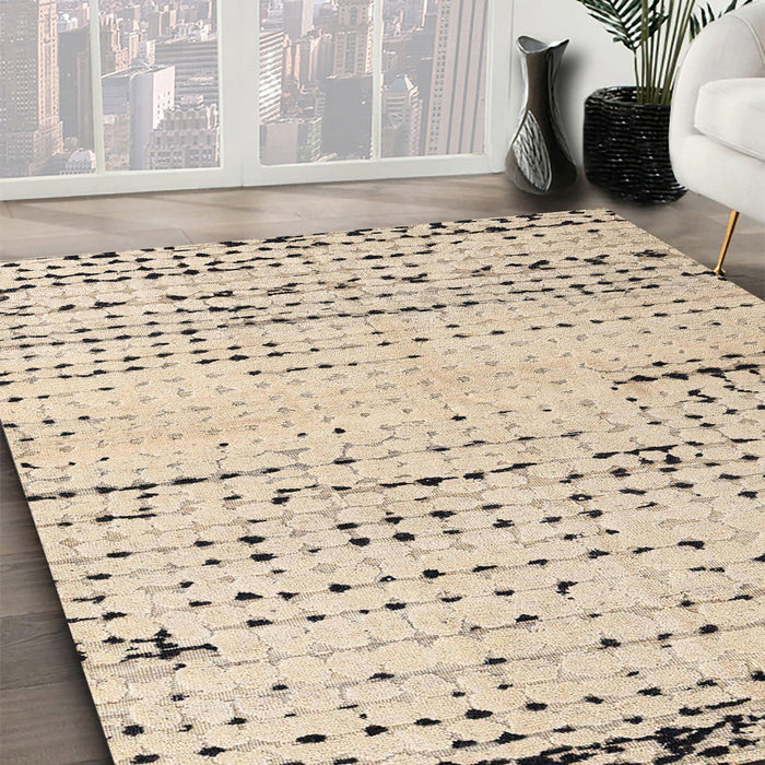 Abstract Brown Solid Rug in Family Room, abs4896