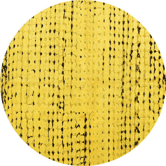Round Machine Washable Solid Yellow Modern Rug, wshabs4896yw