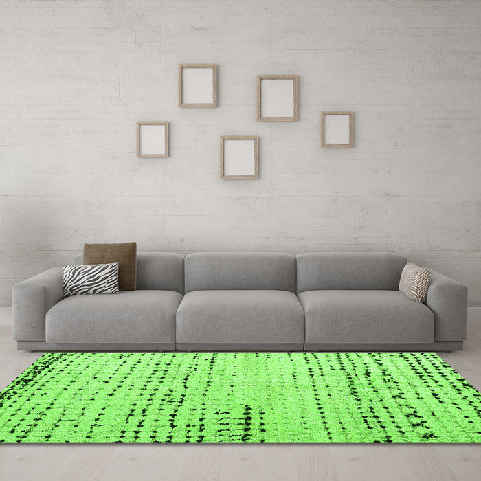 Machine Washable Solid Green Modern Area Rugs in a Living Room,, wshabs4896grn