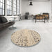 Round Machine Washable Abstract Brown Rug in a Office, wshabs4896