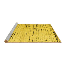Sideview of Machine Washable Solid Yellow Modern Rug, wshabs4896yw
