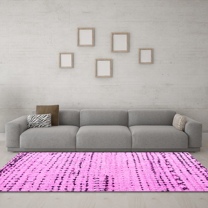 Machine Washable Solid Pink Modern Rug in a Living Room, wshabs4896pnk