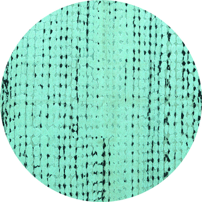 Round Machine Washable Solid Turquoise Modern Area Rugs, wshabs4896turq