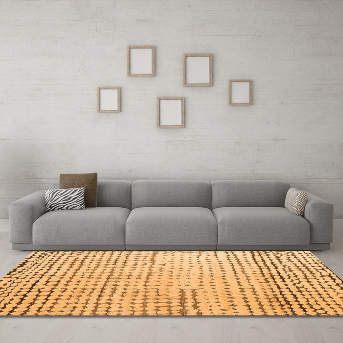 Machine Washable Solid Orange Modern Area Rugs in a Living Room, wshabs4897org