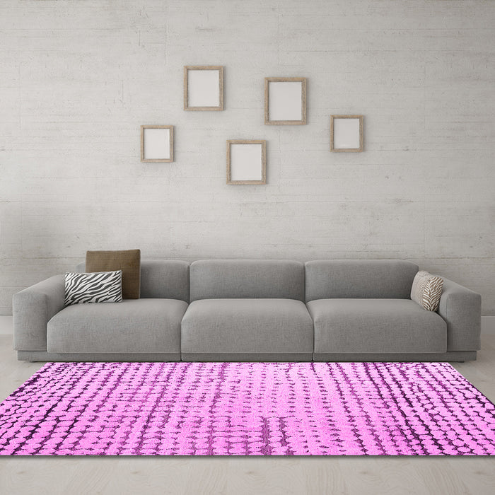 Machine Washable Solid Pink Modern Rug in a Living Room, wshabs4897pnk