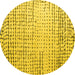 Round Machine Washable Solid Yellow Modern Rug, wshabs4897yw