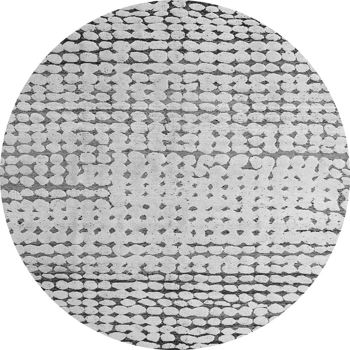 Round Machine Washable Solid Gray Modern Rug, wshabs4897gry