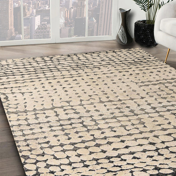 Abstract Khaki Green Solid Rug in Family Room, abs4897