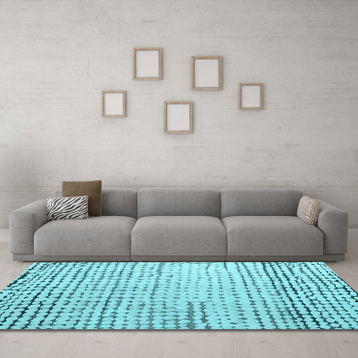 Machine Washable Solid Light Blue Modern Rug in a Living Room, wshabs4897lblu