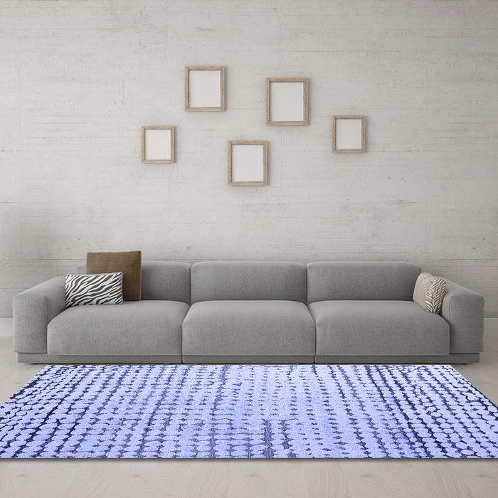 Machine Washable Solid Blue Modern Rug in a Living Room, wshabs4897blu