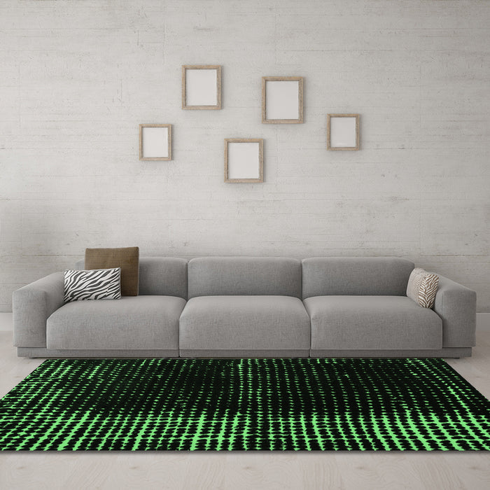 Machine Washable Abstract Emerald Green Modern Area Rugs in a Living Room,, wshabs4898emgrn