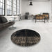 Round Abstract Black Modern Rug in a Office, abs4898