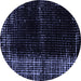 Round Machine Washable Abstract Blue Modern Rug, wshabs4898blu