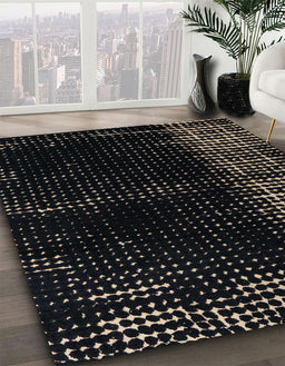 Machine Washable Abstract Black Rug in a Family Room, wshabs4898