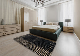Abstract Black Modern Rug in a Bedroom, abs4898