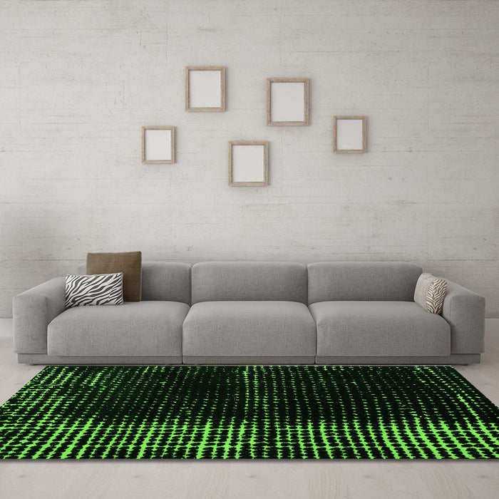 Machine Washable Abstract Green Modern Area Rugs in a Living Room,, wshabs4898grn
