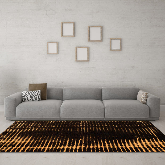 Machine Washable Abstract Orange Modern Area Rugs in a Living Room, wshabs4898org
