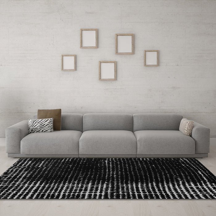 Machine Washable Abstract Gray Modern Rug in a Living Room,, wshabs4898gry
