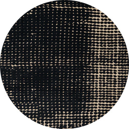Round Machine Washable Abstract Black Rug, wshabs4898