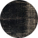 Round Machine Washable Abstract Black Rug, wshabs4898