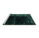 Sideview of Machine Washable Abstract Turquoise Modern Area Rugs, wshabs4898turq